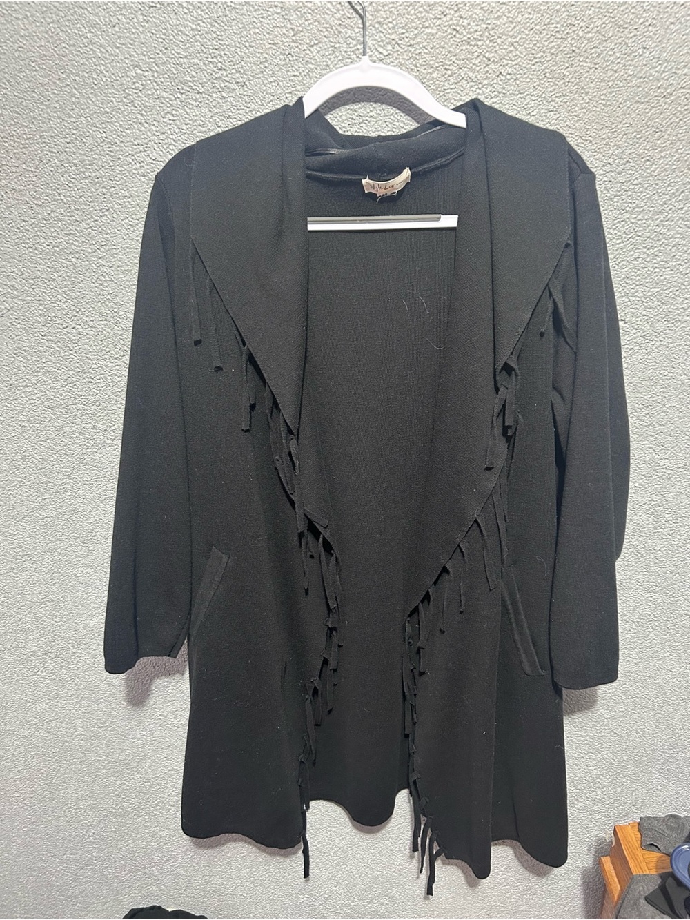 Style & Co open from fringed cardigan with pockets size 1x